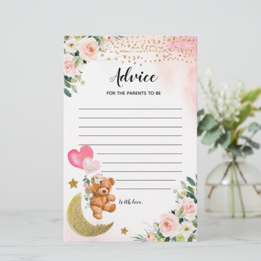 親ゲームのためのピンクバーリーベビーシャワーアドバイス (スタンド正面)