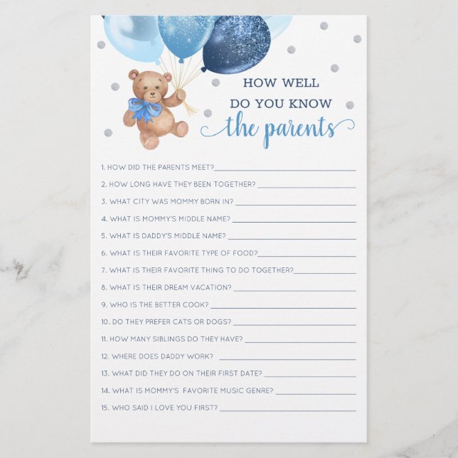 親ゲームのテディベアをどれだけ知っているか (正面)