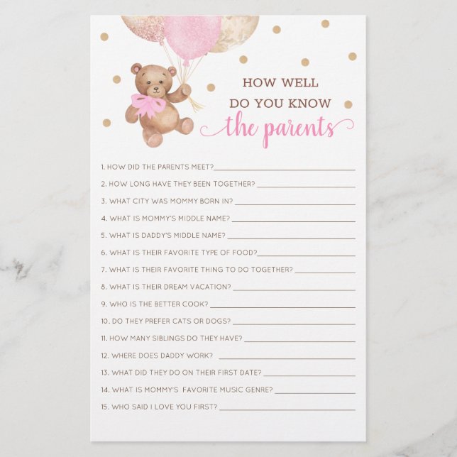 親ゲームのテディベアをどれだけ知っているか (正面)