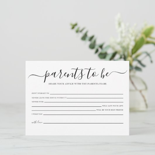 親シンプルカード用アドバイスベビーシャワー 招待状 (スタンド正面)