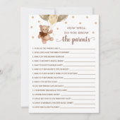 親テディベアのカードをどれだけ知っているか 招待状 (正面)