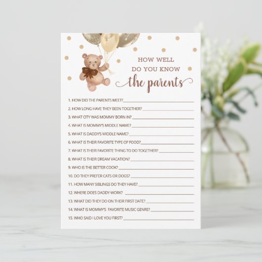 親テディベアのカードをどれだけ知っているか 招待状 (スタンド正面)