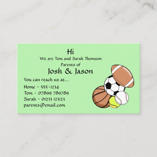 親ビジネス連絡カード 名刺 (正面)