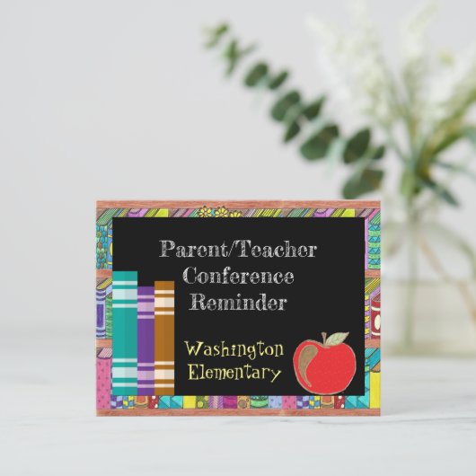 親先生の会議の黒板の郵便はがき ポストカード (スタンド正面)