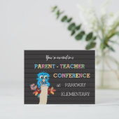 親先生会議ブルーフクロウ葉書 ポストカード (スタンド正面)