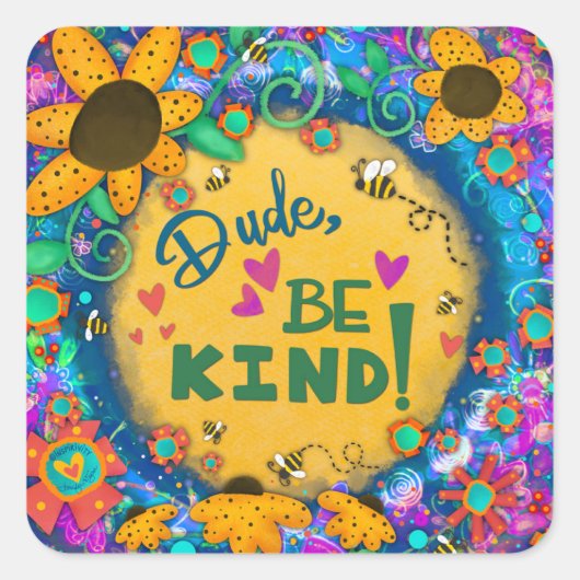 親切おもしろいに明るいフローラの優しさ スクエアシール (正面)