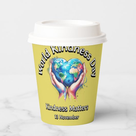 親切が大事だ。世界の親切な日。 紙コップ (正面)
