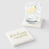 親切さは感動的な引用文金ゴールドのハートの重要です ストーンコースター (横)