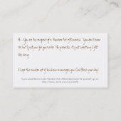 親切さカードの偶然の事故 名刺 (裏面)