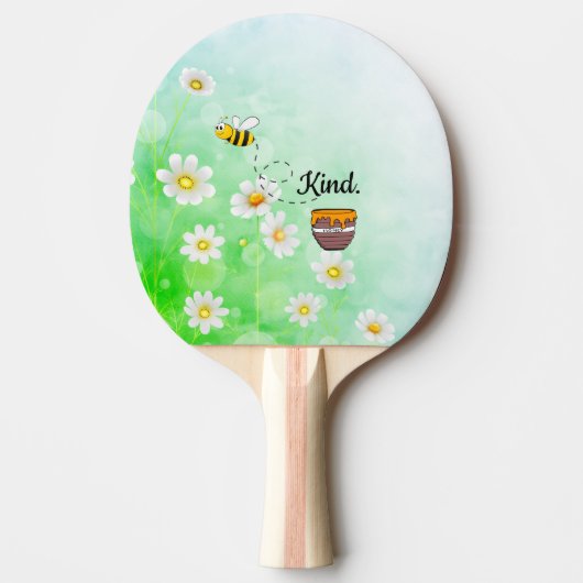 親切である |ホワイト&グリーンフローラ文字美 卓球ラケット (正面)