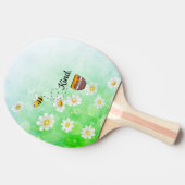 親切である |ホワイト&グリーンフローラ文字美 卓球ラケット (横)