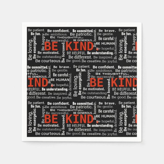 親切なインスピレーション文字オンブラック スタンダードカクテルナプキン (正面)