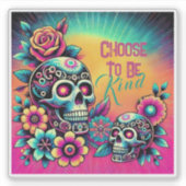 親切なスカルを選カラフル択 シール (正面)