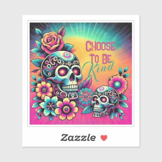 親切なスカルを選カラフル択 シール (シート)