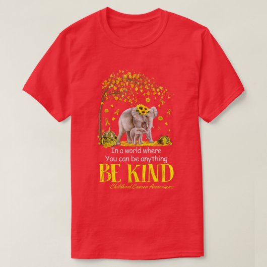 親切なゾウ金ゴールド小児がん認識度A Tシャツ (デザイン正面)