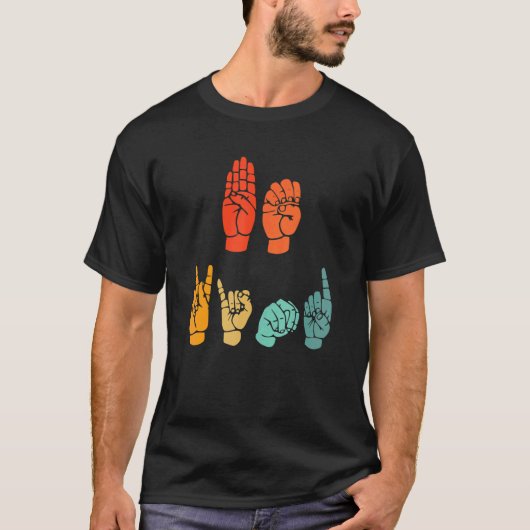 親切なハンドシグナルSIgn言語統一の日アンチB Tシャツ (正面)