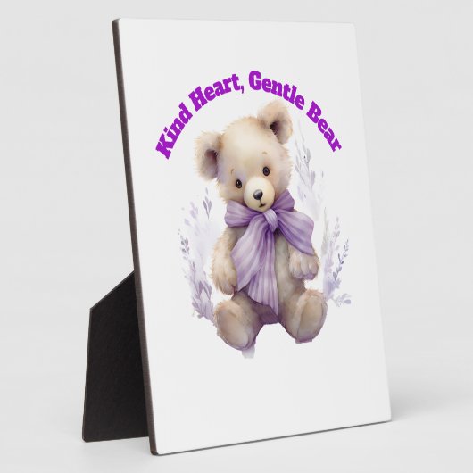 親切なハート優しいクマのプラーク – かわいいクマのデザイン フォトプラーク (側面)