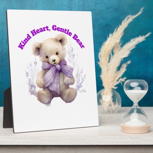 親切なハート優しいクマのプラーク – かわいいクマのデザイン フォトプラーク (側面)