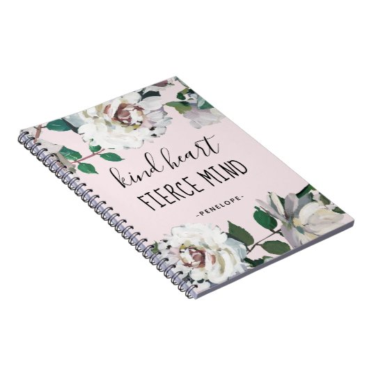 親切なハート激しい心の水の色のフローラと名前 ノートブック (右側)