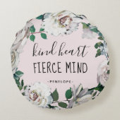 親切なハート激しい心の水の色のフローラ枕 ラウンドクッション (裏面)