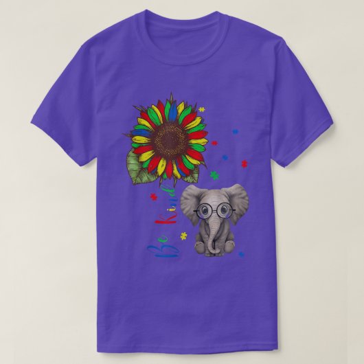 親切なヒマワリ象パズル片自閉症Aw Tシャツ (デザイン正面)
