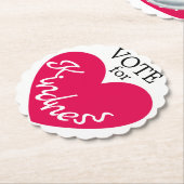 親切なピンクのハートおもしろいに投票 ペーパーコースター (アングル)