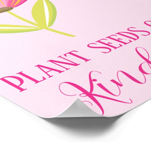 親切なピンクの種を植えるフローラ ポスター (角)
