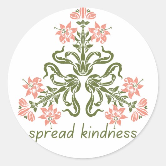 親切なレトロピンクの花を咲かせ感動的る ラウンドシール (正面)