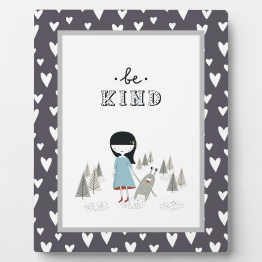 親切な小さな女の子と彼女のモンスター北欧 フォトプラーク (正面)