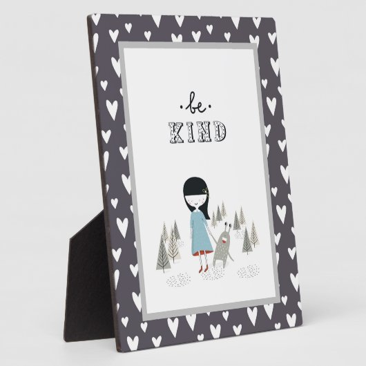 親切な小さな女の子と彼女のモンスター北欧 フォトプラーク (側面)