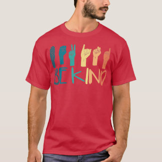 親切な手手話先生レトロインタープレ Tシャツ