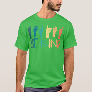親切な手手話先生レトロインタープレ Tシャツ