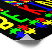 親切な手話パズル自閉症の意識 ポスター (角)