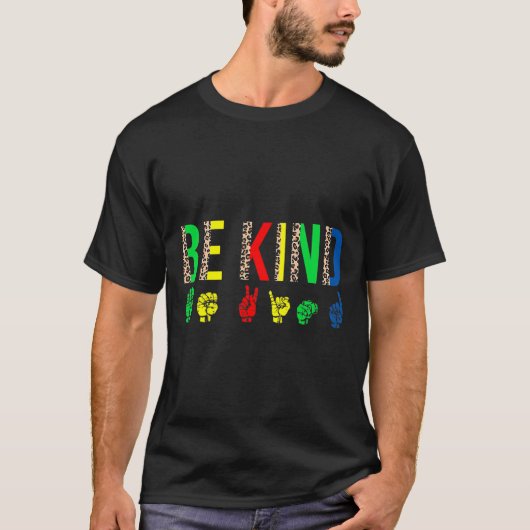 親切な手話パズル自閉症の意識 Tシャツ (正面)