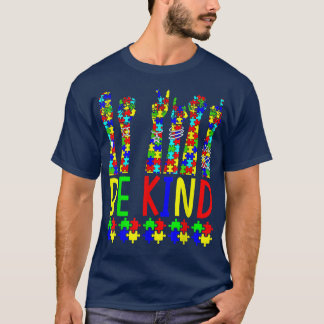 親切な手話パズル自閉症の意識 Tシャツ