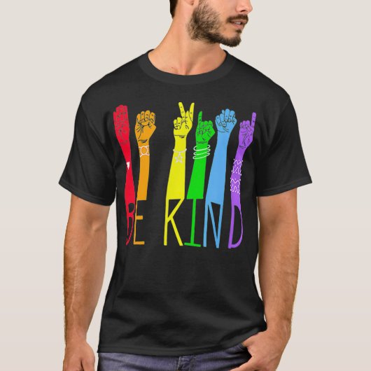 親切な手話先生LGBTQ Tシャツ (正面)