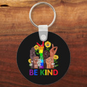 親切な手話LGBTQゲイLes P キーホルダー (正面)