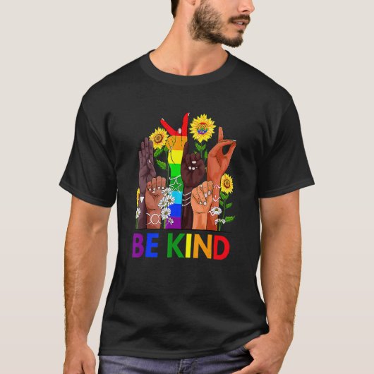 親切な手話Lgbtq+フラグゲイ Tシャツ (正面)