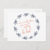 親切な文字でかわいらしフローラリース ポストカード (正面/裏面)