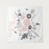 親切な植物性よくはしゃぐピンクの花を育てる タペストリー (正面(横))