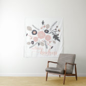 親切な植物性よくはしゃぐピンクの花を育てる タペストリー (インサイチュ)