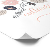 親切な植物性ピンクの黒い花 ポスター (角)