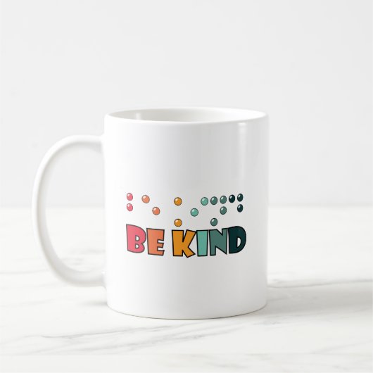 親切な点字識字盲認識度 コーヒーマグカップ (左)