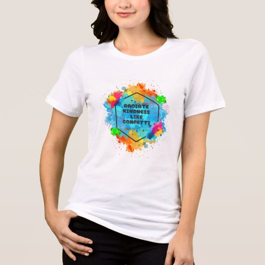 親切な紙吹雪を放つ トライブレンドTシャツ (正面)