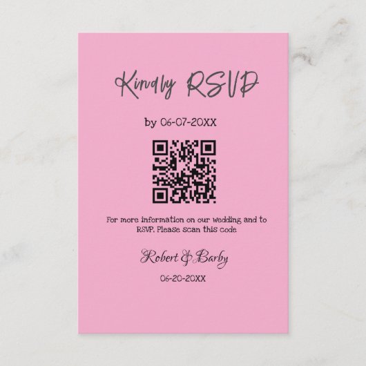 親切な結婚式RSVPスキャンQRコードシンプルモダン エンクロージャーカード (正面)