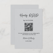 親切な結婚式RSVPスキャンQRコードシンプルモダン エンクロージャーカード (正面/裏面)