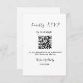 親切な結婚式RSVPスキャンQRコードシンプルモダン エンクロージャーカード (正面/裏面)