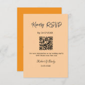 親切な結婚式RSVPスキャンQRコードシンプルモダン エンクロージャーカード (正面/裏面)