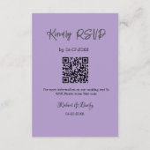 親切な結婚式RSVPスキャンQRコードシンプルモダン エンクロージャーカード (裏面)