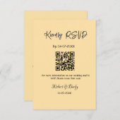 親切な結婚式RSVPスキャンQRコードシンプルモダン エンクロージャーカード (正面/裏面)